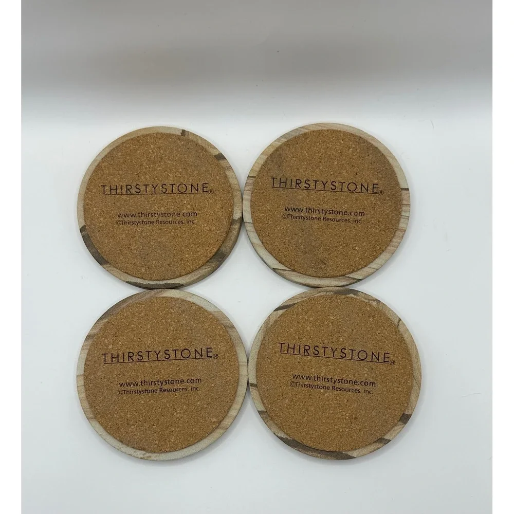 Thirstystone Natural Sandstone Coasters Set of 4 with Black Iron Holder Brown‎